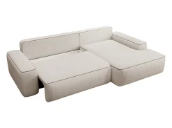 Sofá*Vente-unique Sofá-cama de canto direito ZOMELA em veludo cotelê Bege