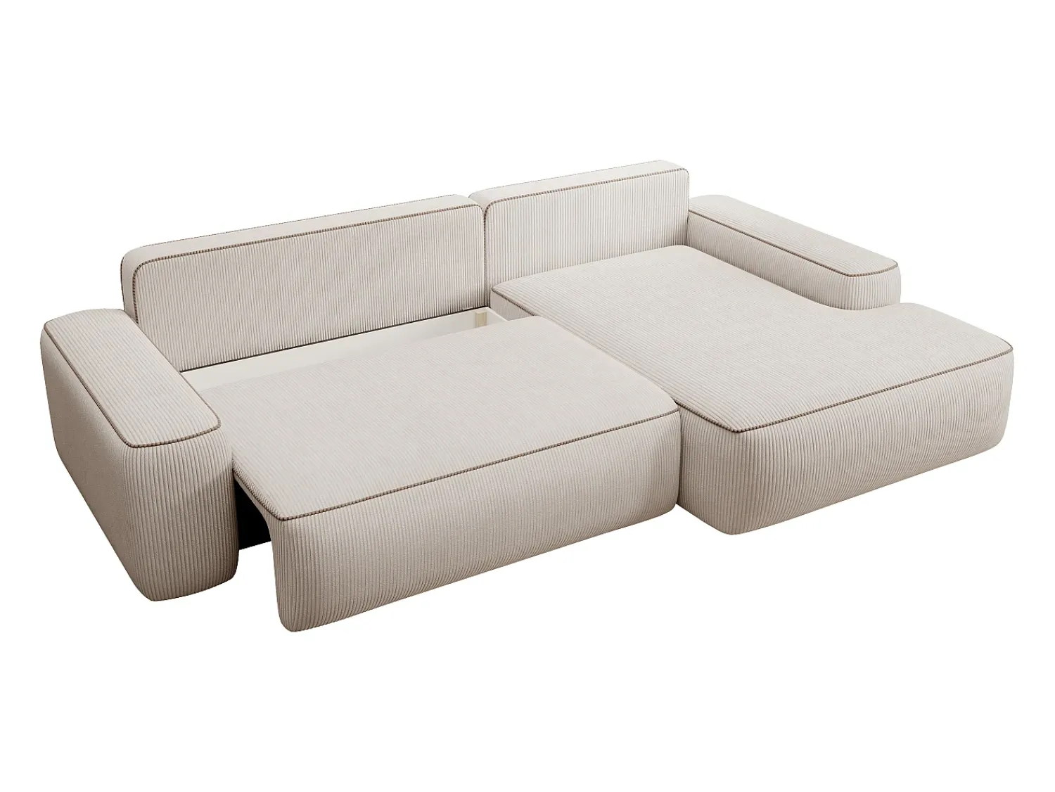 Sofá*Vente-unique Sofá-cama de canto direito ZOMELA em veludo cotelê Bege