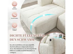 Sofá|DripeX Sofá-cama de canto em tecido Chenille - 3 lugares - com 3 almofadas - - 250x158x60cm Bege