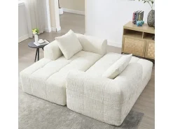 Sofá|DripeX Sofá-cama de canto em tecido Chenille - 3 lugares - com 3 almofadas - - 250x158x60cm Bege