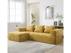 Sofá|DripeX Sofá-cama de canto em tecido Chenille - 3 lugares - com 3 almofadas - - 250x158x60cm Amarelo
