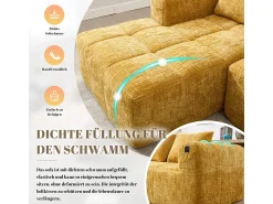 Sofá|DripeX Sofá-cama de canto em tecido Chenille - 3 lugares - com 3 almofadas - - 250x158x60cm Amarelo