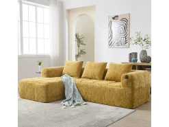 Sofá|DripeX Sofá-cama de canto em tecido Chenille - 3 lugares - com 3 almofadas - - 250x158x60cm Amarelo