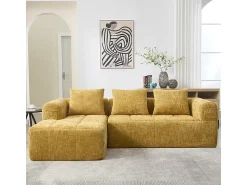 Sofá|DripeX Sofá-cama de canto em tecido Chenille - 3 lugares - com 3 almofadas - - 250x158x60cm Amarelo
