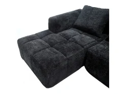 Sofá*DripeX Sofá-cama de canto em tecido Chenille - 3 lugares - com 3 almofadas - - 250x158x60cm Preto