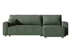 Sofá|Concept-Usine Sofá-Cama de Canto em Veludo Cotelê COSY - Estilo Elegante e Confortável Verde
