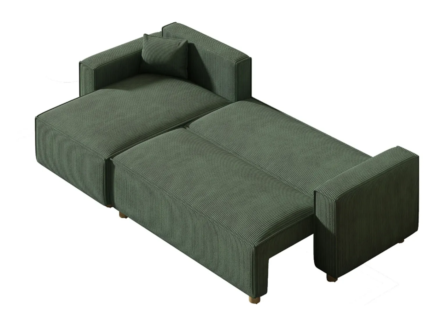 Sofá|Concept-Usine Sofá-Cama de Canto em Veludo Cotelê COSY - Estilo Elegante e Confortável Verde