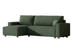 Sofá|Concept-Usine Sofá-Cama de Canto em Veludo Cotelê COSY - Estilo Elegante e Confortável Verde