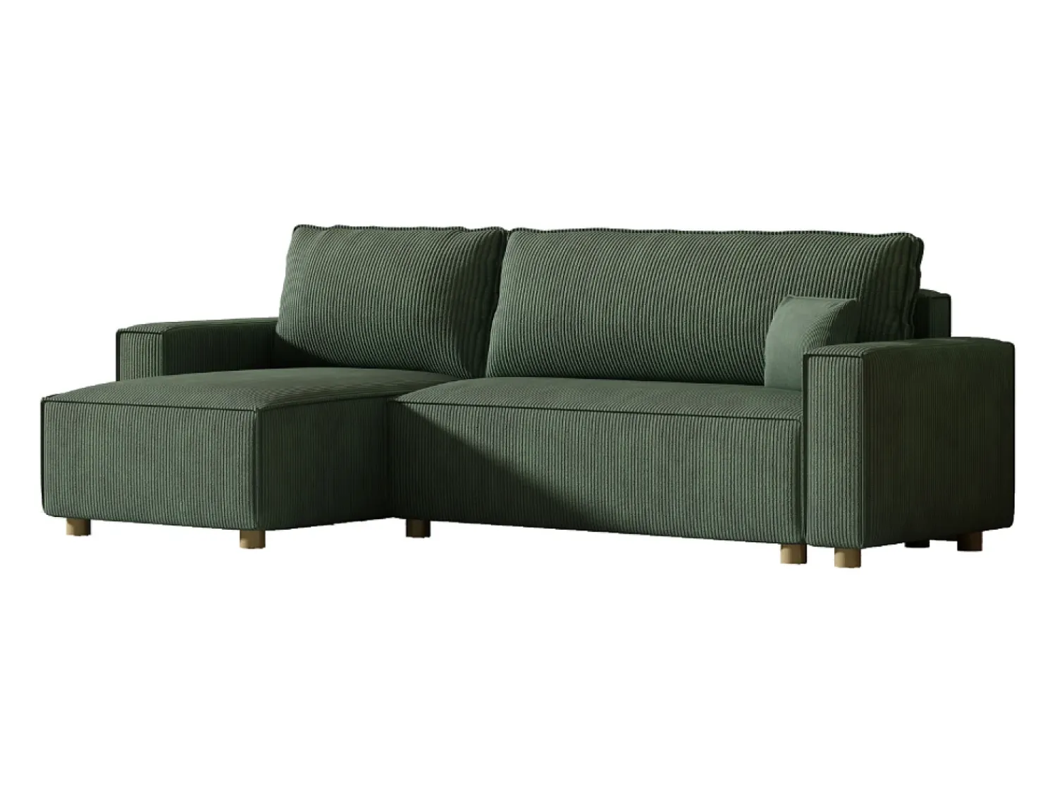 Sofá|Concept-Usine Sofá-Cama de Canto em Veludo Cotelê COSY - Estilo Elegante e Confortável Verde