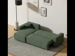 Sofá|Concept-Usine Sofá-Cama de Canto em Veludo Cotelê COSY - Estilo Elegante e Confortável Verde