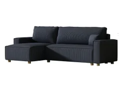 Sofá*Concept-Usine Sofá-Cama de Canto em Veludo Cotelê COSY 4 Lugares Azul