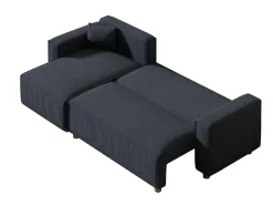 Sofá*Concept-Usine Sofá-Cama de Canto em Veludo Cotelê COSY 4 Lugares Azul