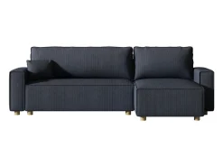 Sofá*Concept-Usine Sofá-Cama de Canto em Veludo Cotelê COSY 4 Lugares Azul