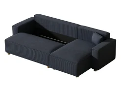 Sofá*Concept-Usine Sofá-Cama de Canto em Veludo Cotelê COSY 4 Lugares Azul