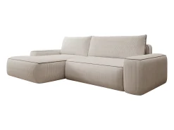 Sale Vente-unique Sofá-cama de canto esquerdo ZOMELA em veludo cotelê Bege