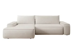 Sale Vente-unique Sofá-cama de canto esquerdo ZOMELA em veludo cotelê Bege