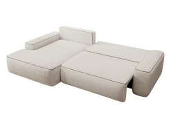 Sale Vente-unique Sofá-cama de canto esquerdo ZOMELA em veludo cotelê Bege