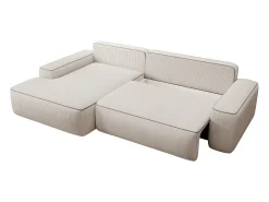 Sale Vente-unique Sofá-cama de canto esquerdo ZOMELA em veludo cotelê Bege