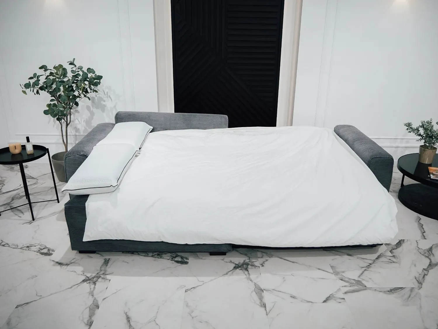 Sofá| Sofá-Cama de Canto Lauren Cinza 4 Lugares com Armazenamento, Chaise Longue Reversível e Tecido Fácil de Limpar Cinzento