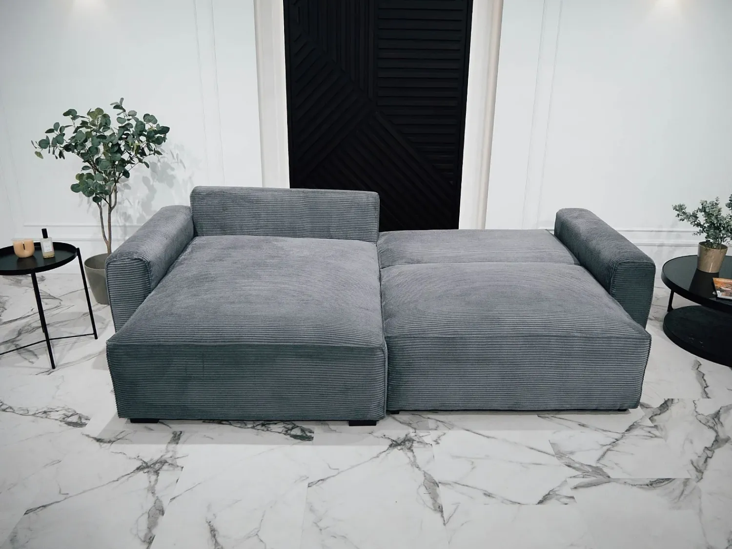 Sofá| Sofá-Cama de Canto Lauren Cinza 4 Lugares com Armazenamento, Chaise Longue Reversível e Tecido Fácil de Limpar Cinzento
