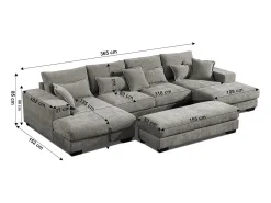 Outlet Saldosystocks Sofá-cama de canto Mega Chaise Longue Kim 368cm, Bege