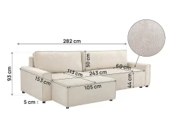 Habitat et jardin Sofá-cama de canto "Montaigne" em tecido texturado - 4 lugares -^ Sofá