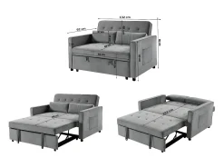 Online Saldosystocks Sofá-Cama de Casal Japão 132cm Cinza Cinzento