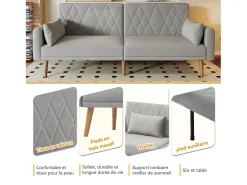 Hot Sofá-cama de veludo de dois lugares, dobrável e compacto. Perfeito como cama de hóspedes para espaços pequenos, salas de estar, quartos ou home theaters. Cinzento