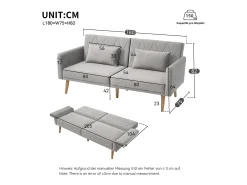 Hot Sofá-cama de veludo de dois lugares, dobrável e compacto. Perfeito como cama de hóspedes para espaços pequenos, salas de estar, quartos ou home theaters. Cinzento