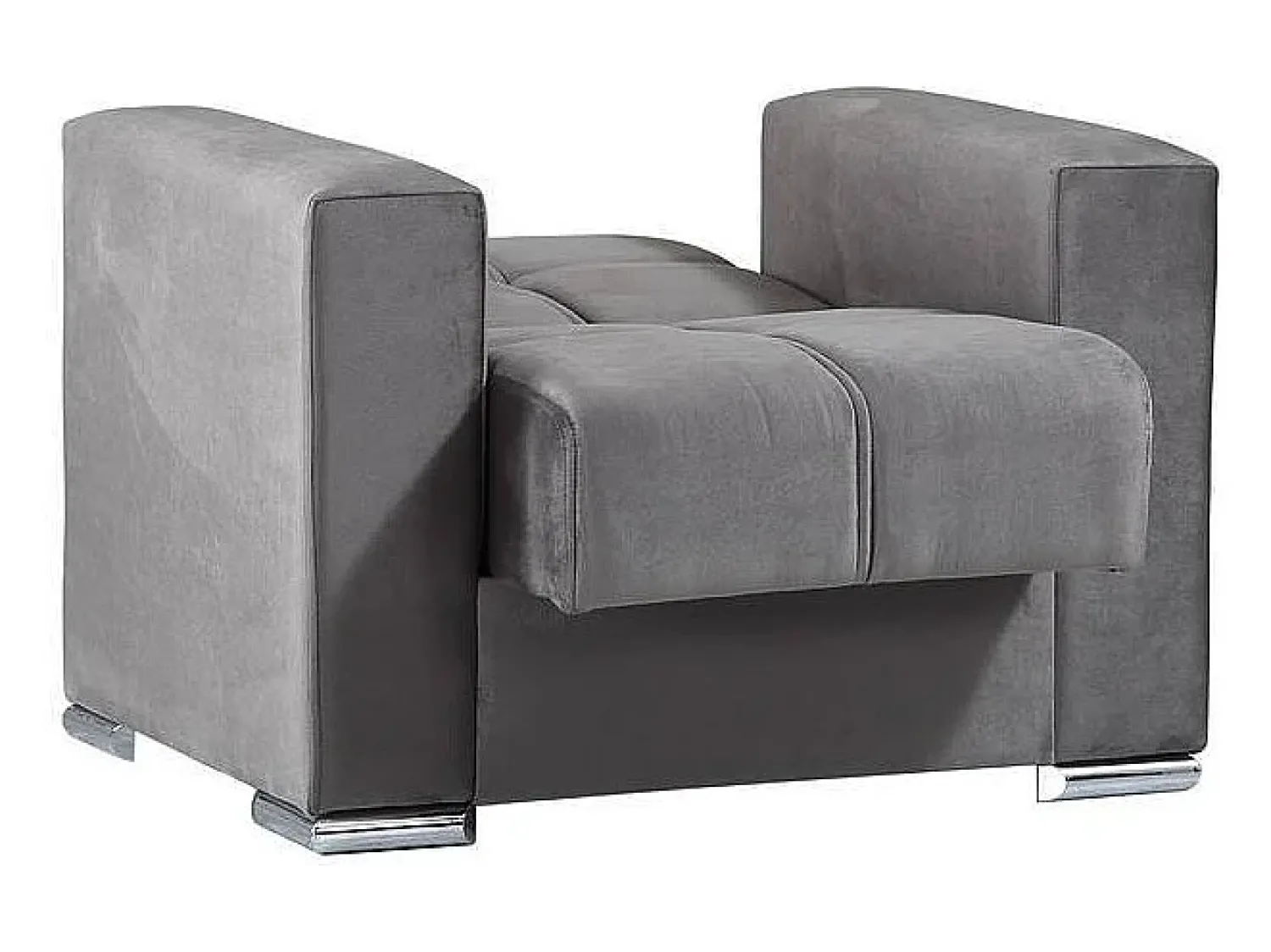 Poltrona|Dmora Sofá-cama Dfot, Poltrona de armazenamento para sala conversível em cama, Poltrona relaxante em tecido acolchoado com abertura click-clack, 94x85h91 cm, Cinza Cinzento