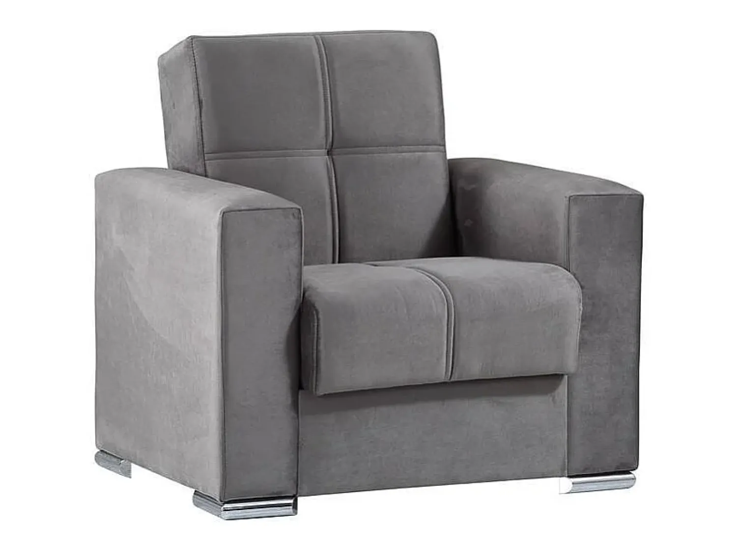 Poltrona|Dmora Sofá-cama Dfot, Poltrona de armazenamento para sala conversível em cama, Poltrona relaxante em tecido acolchoado com abertura click-clack, 94x85h91 cm, Cinza Cinzento
