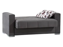Sofá*Dmora Sofá-cama Dgosen, sofá-cama contêiner linear de 2 lugares, Sofá da sala em tecido acolchoado com abertura click-clack, 160x85h91 cm, Cinza Cinzento