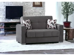 Sofá*Dmora Sofá-cama Dgosen, sofá-cama contêiner linear de 2 lugares, Sofá da sala em tecido acolchoado com abertura click-clack, 160x85h91 cm, Cinza Cinzento
