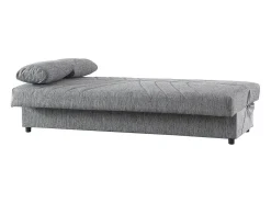 Best Dmora Sofá-cama Dmalama, ofá-cama de 3 lugare com arrumação com 2 almofada incluída, Sofá da ala em tecido acolchoado com abertura click-clack, 181x81h88 cm, Cinzento