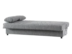 Best Dmora Sofá-cama Dmalama, ofá-cama de 3 lugare com arrumação com 2 almofada incluída, Sofá da ala em tecido acolchoado com abertura click-clack, 181x81h88 cm, Cinzento
