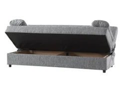 Best Dmora Sofá-cama Dmalama, ofá-cama de 3 lugare com arrumação com 2 almofada incluída, Sofá da ala em tecido acolchoado com abertura click-clack, 181x81h88 cm, Cinzento
