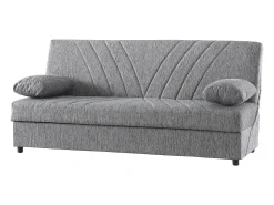 Best Dmora Sofá-cama Dmalama, ofá-cama de 3 lugare com arrumação com 2 almofada incluída, Sofá da ala em tecido acolchoado com abertura click-clack, 181x81h88 cm, Cinzento