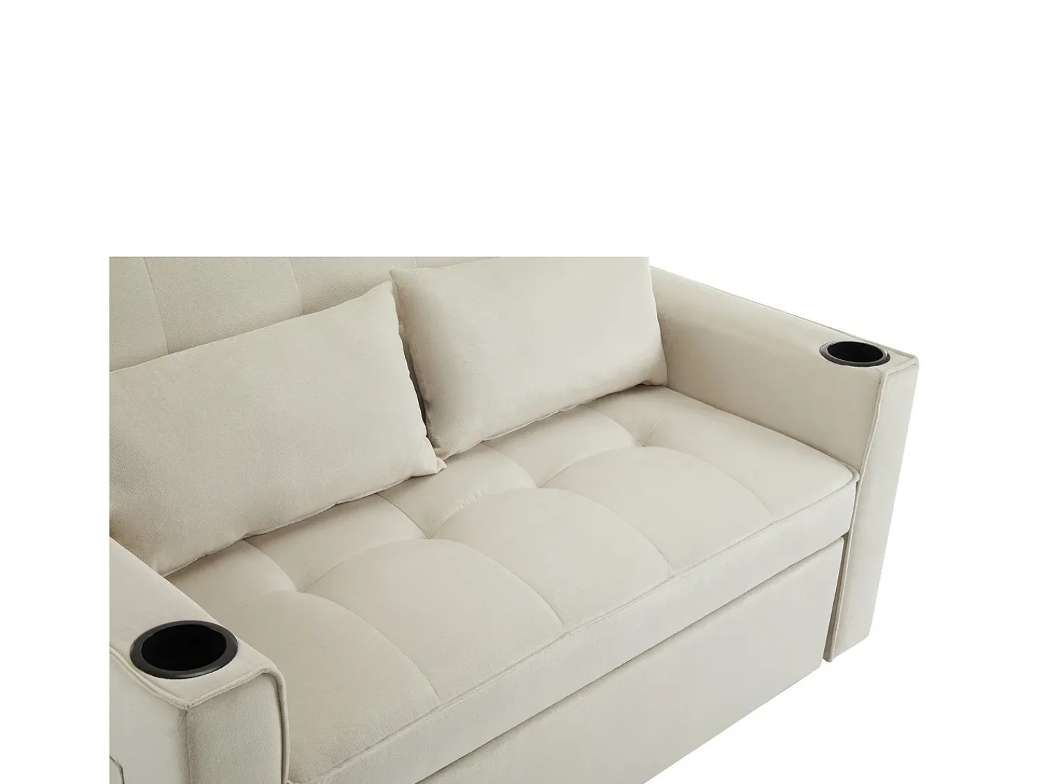 ModernLuxe Sofá-cama dobrável ajustável multiângulo - 2 lugares - Tecido de veludo - com suporte para copos e almofadas -^ Sofá