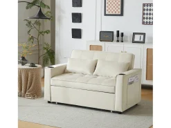 ModernLuxe Sofá-cama dobrável ajustável multiângulo - 2 lugares - Tecido de veludo - com suporte para copos e almofadas -^ Sofá