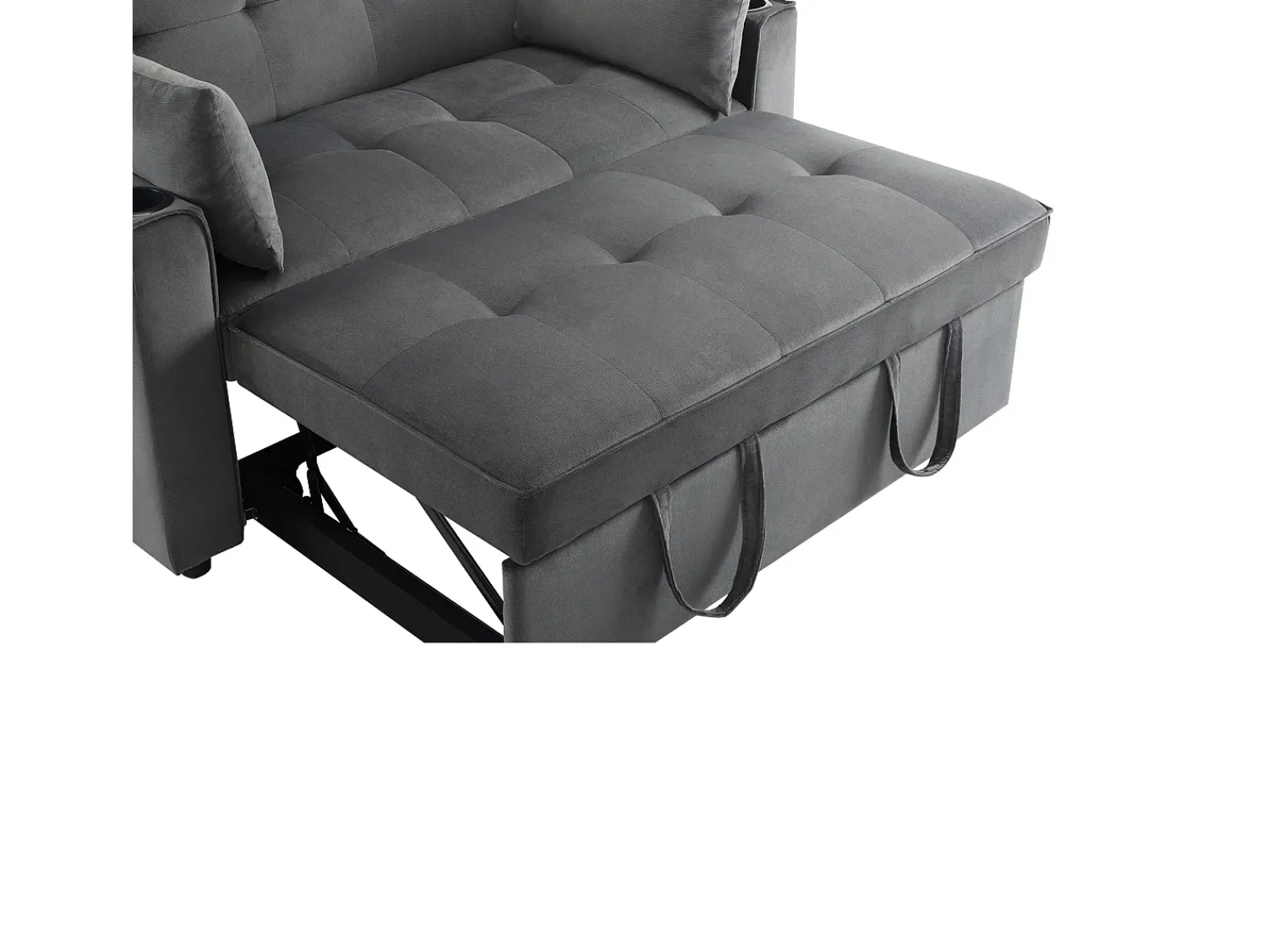 ModernLuxe Sofá-cama dobrável ajustável multiângulo - 2 lugares - Tecido de veludo - com suporte para copos e almofadas -^ Sofá