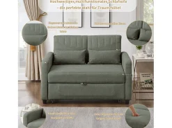 Sofá*Merax Sofá-cama dobrável extensível de 2 lugares - 114 x 77 x 82,5 cm - encosto ajustável - tecido de algodão e linho - Verde