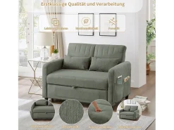 Sofá*Merax Sofá-cama dobrável extensível de 2 lugares - 114 x 77 x 82,5 cm - encosto ajustável - tecido de algodão e linho - Verde