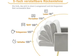 Sofá*Merax Sofá-cama dobrável moderno - 183 x 76 x 75 cm - com pernas auxiliares + função de dormir - veludo - cinza Cinzento
