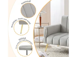 Sofá*Merax Sofá-cama dobrável moderno - 183 x 76 x 75 cm - com pernas auxiliares + função de dormir - veludo - cinza Cinzento