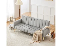 Sofá*Merax Sofá-cama dobrável moderno - 183 x 76 x 75 cm - com pernas auxiliares + função de dormir - veludo - cinza Cinzento