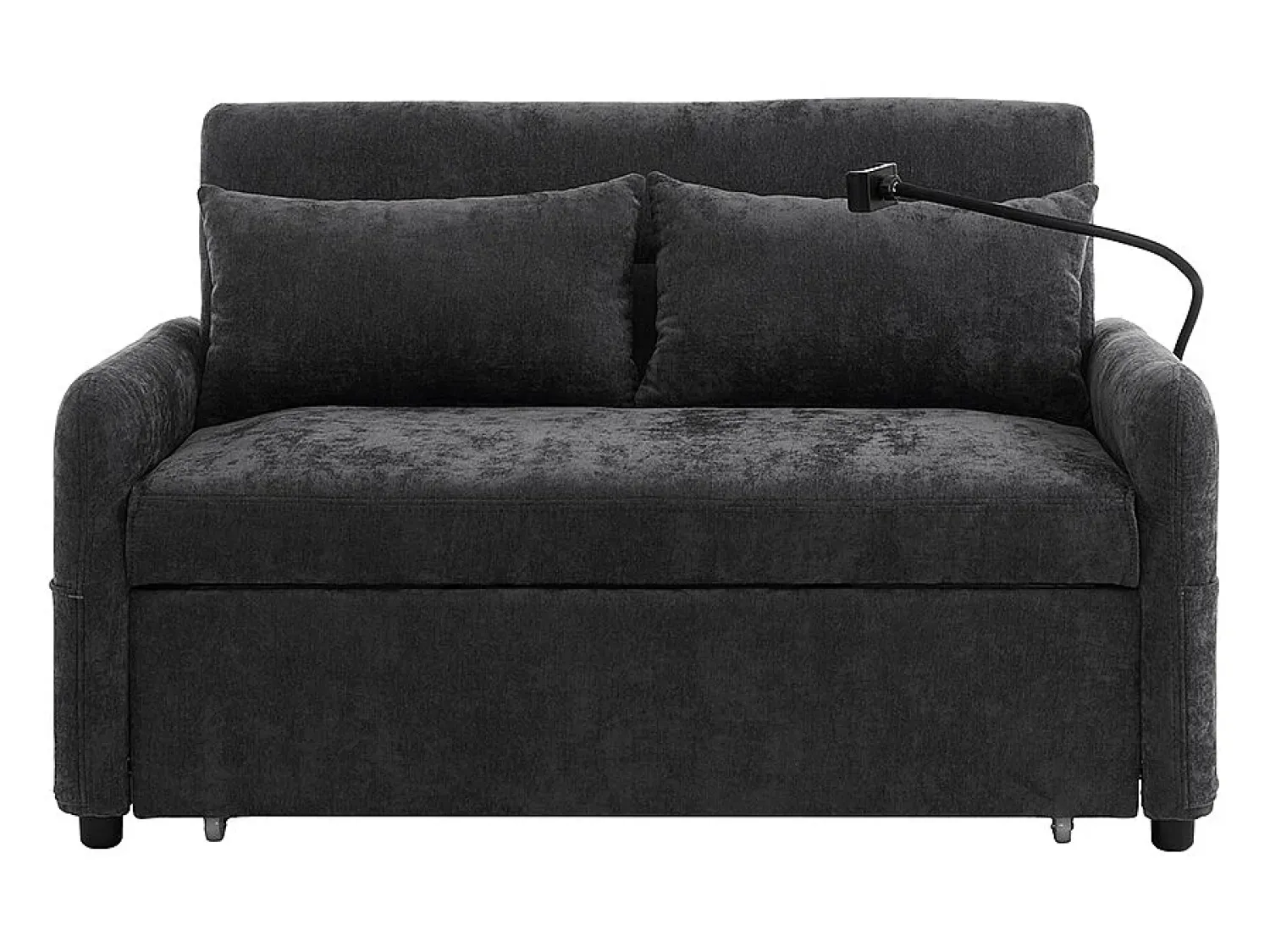 KOMHTOM Sofá-cama dobrável moderno com dois lugares, encosto ajustável, suporte para telemóvel, porta de carregamento USB,^ Sofá