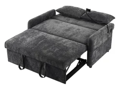 KOMHTOM Sofá-cama dobrável moderno com dois lugares, encosto ajustável, suporte para telemóvel, porta de carregamento USB,^ Sofá