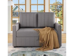 Sofá*ModernLuxe Sofá-cama dobrável multifuncional - com função de dormir - inclui 2 travesseiros - encosto ajustável - bolso de armazenamento - cinza Cinzento