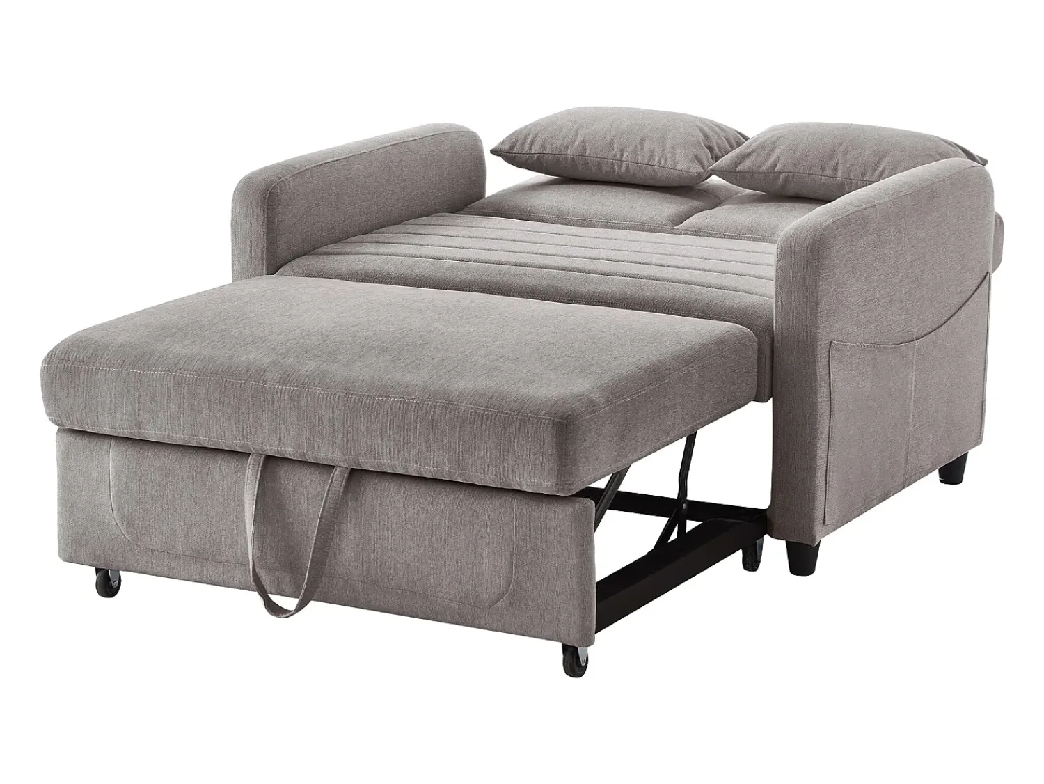 ModernLuxe Sofá-cama duplo 114 x 77 x 82.5 cm - encosto 3 níveis ajustável - tecido algodão-linho - cinza^ Sofá