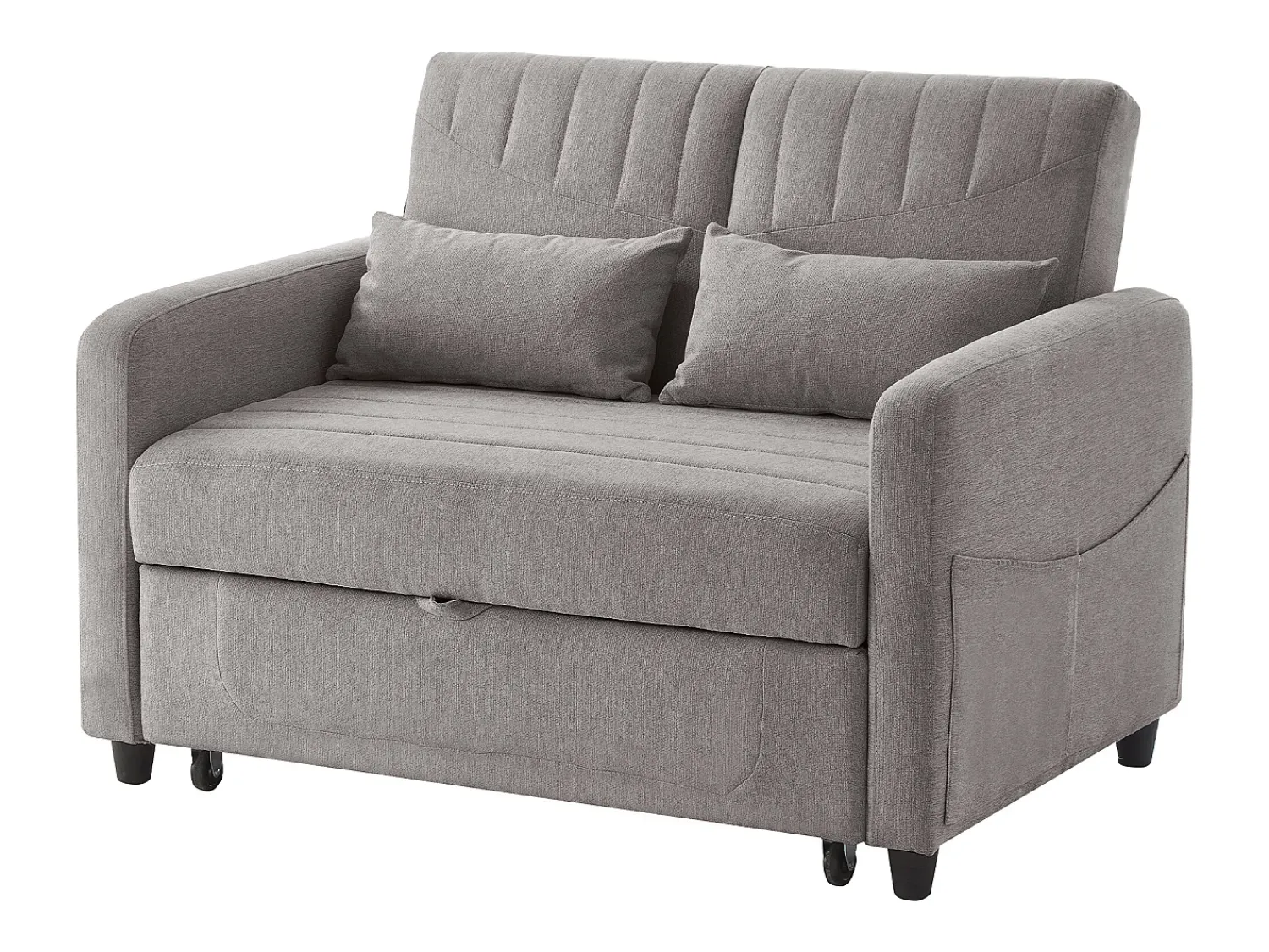 ModernLuxe Sofá-cama duplo 114 x 77 x 82.5 cm - encosto 3 níveis ajustável - tecido algodão-linho - cinza^ Sofá
